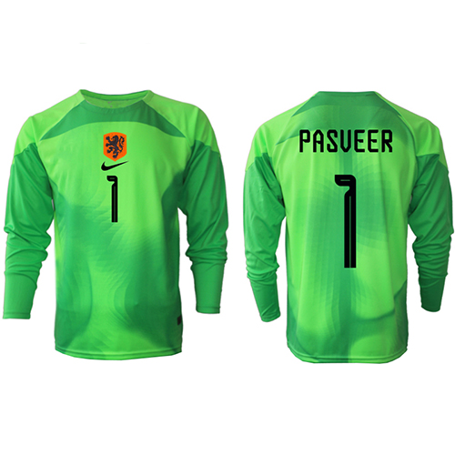 Nederland Remko Pasveer #1 Keeper Hjemmedrakt VM 2022 Langermet Nederland Remko Pasveer #1 Keeper Hjemmedrakt VM 2022 Langermet